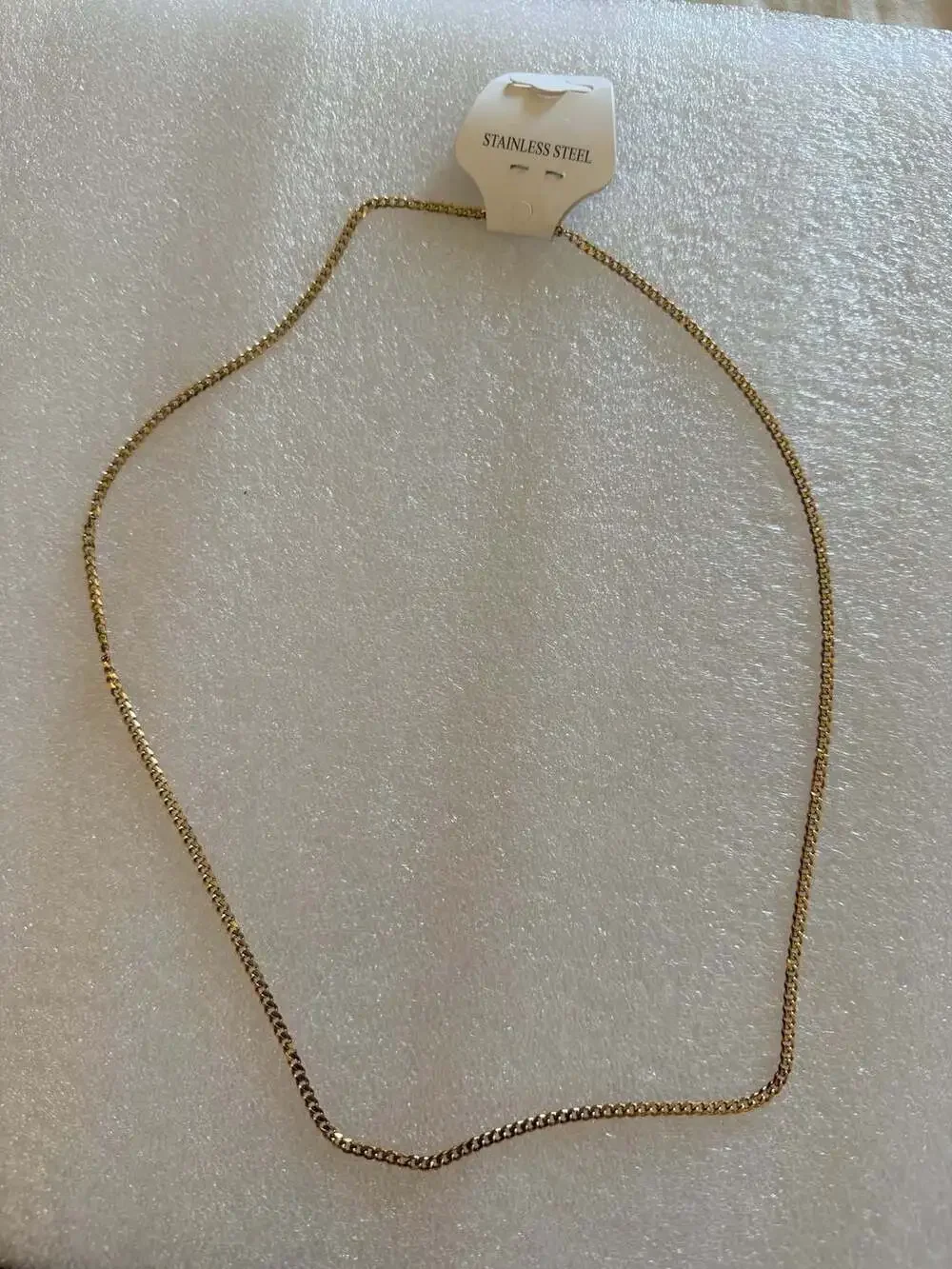 Stainless Steel Gold Tone Curb Link Chain Necklace 22 inches Brand New